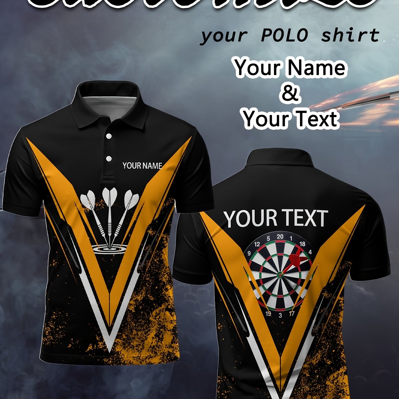 TEMU Custom Plus Size Men's Dart Shirt, Short Sleeve Style, Supports Custom Name, Comfortable And Breathable, Ideal For Casual Daily Wear, Gift For