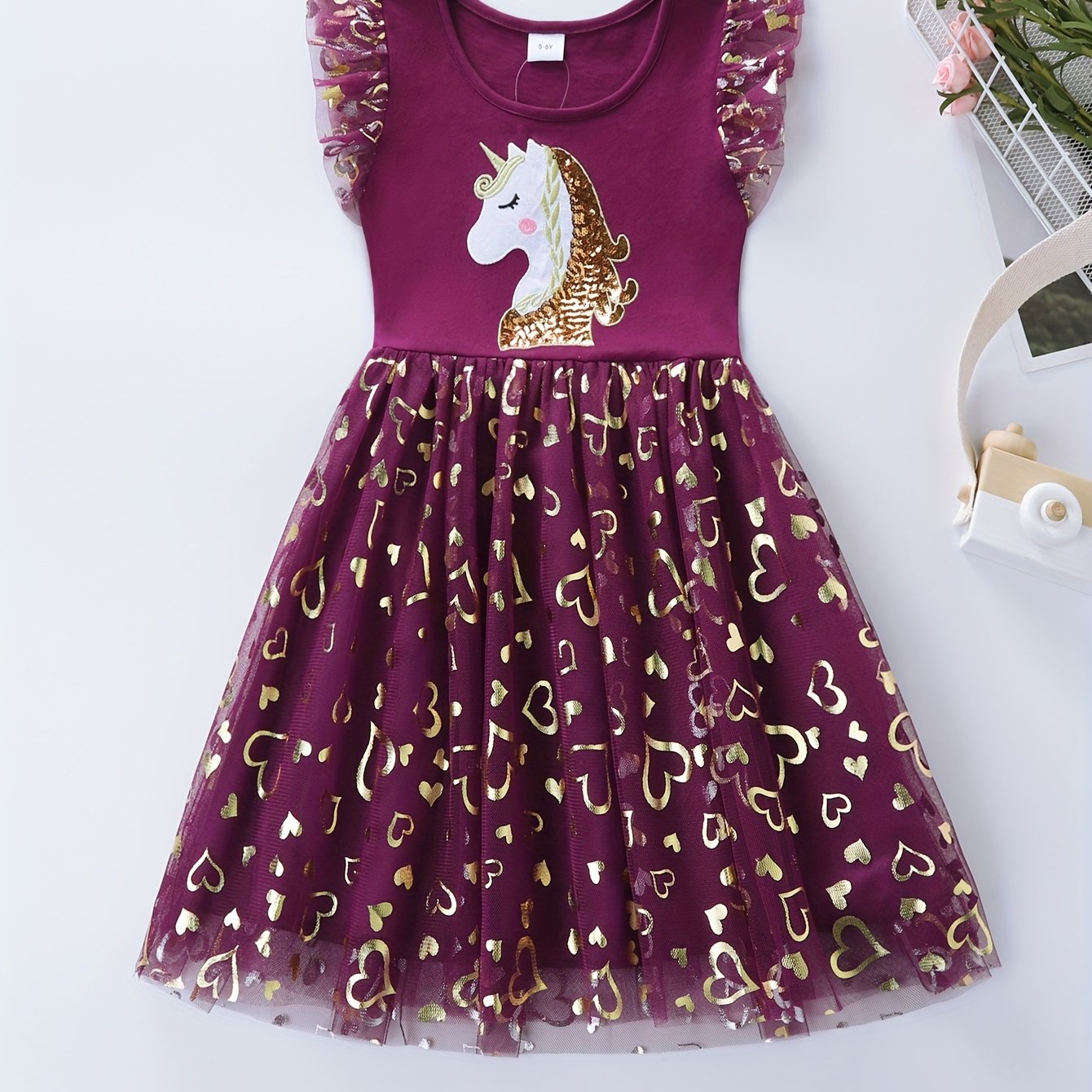 Image of New Summer : Sleeveless Mesh Unicorn A-line Princess Party Dress For Toddler And Young Girls Sh1696