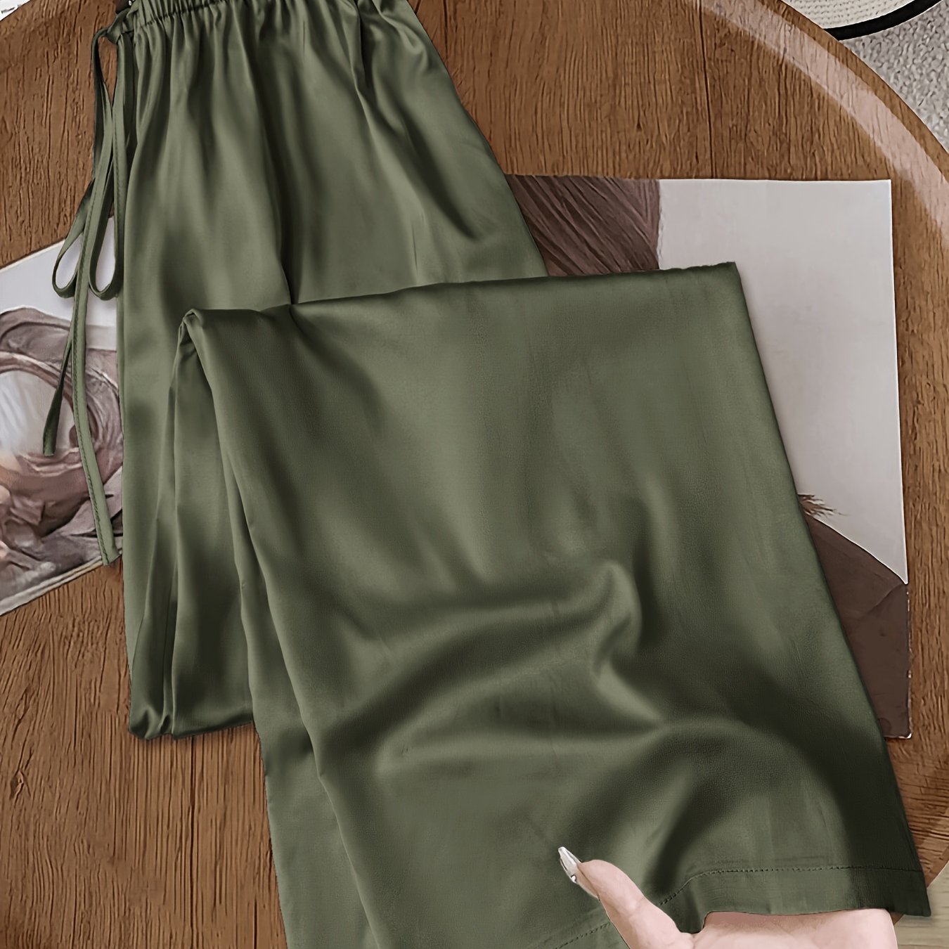 TEMU Casual Retro Satin Pants