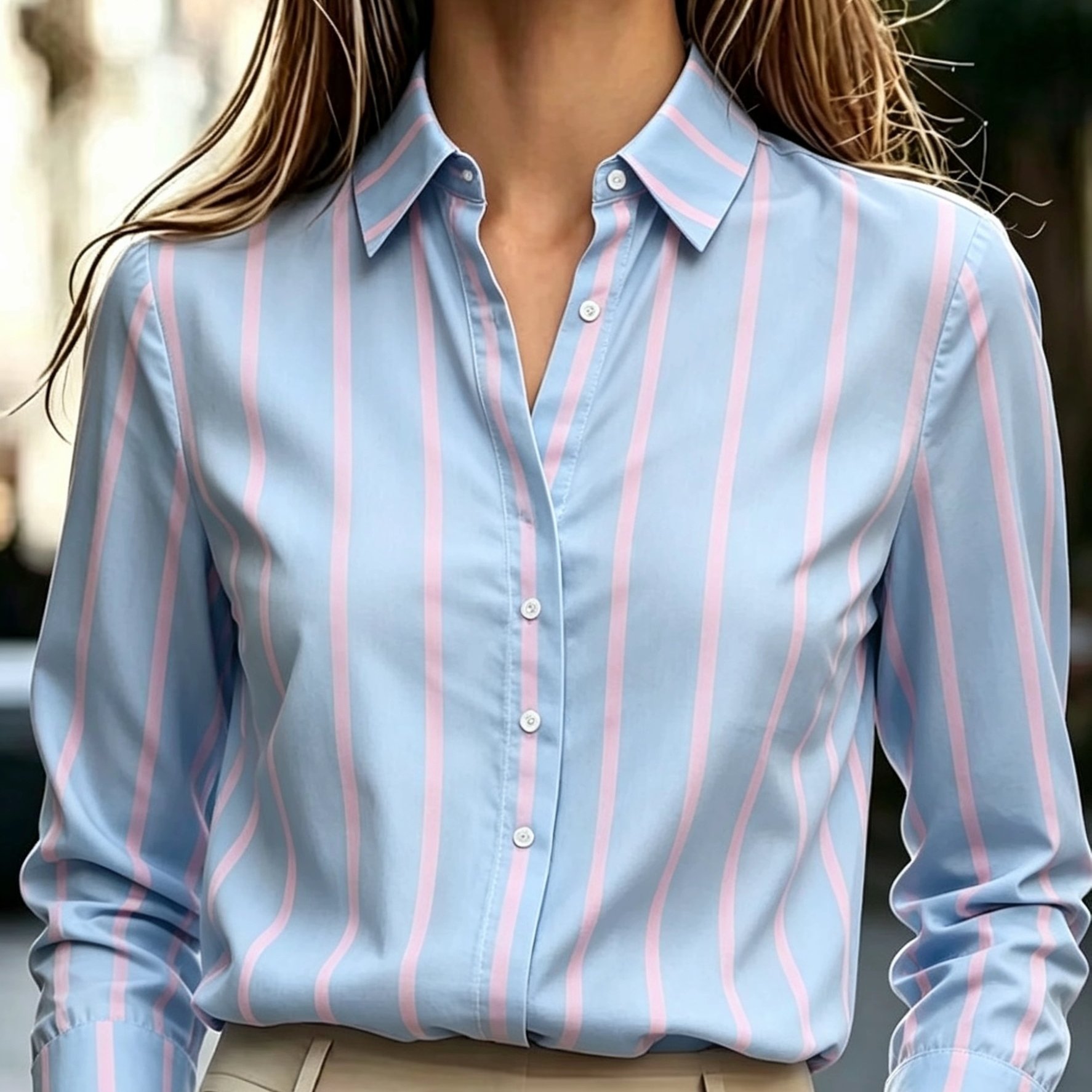 TEMU Chemise décontractée à rayures imprimées, style polyvalent