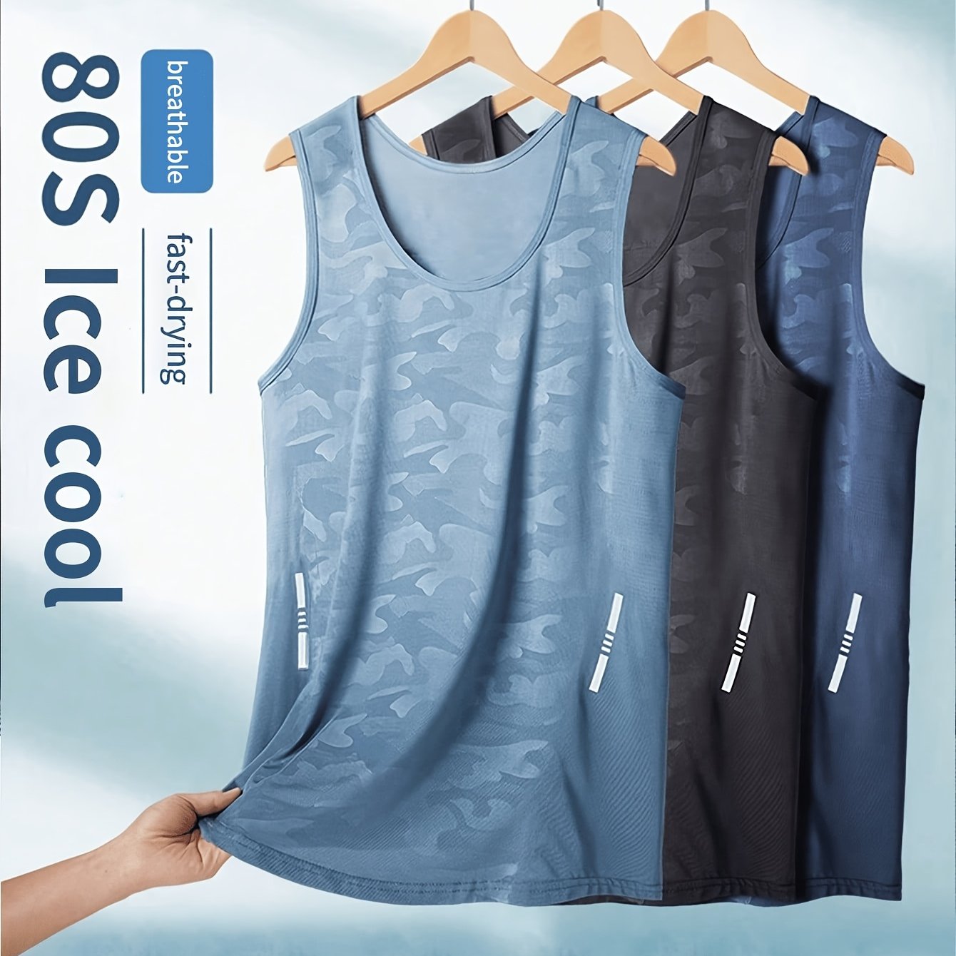 3-pc Men's Athletic Tank Tops Quick Sleeveless T-shirts Breathable Lightweight Moisture-wicking Graphic Printed Muscle Shirts For Running Training Workout Casual