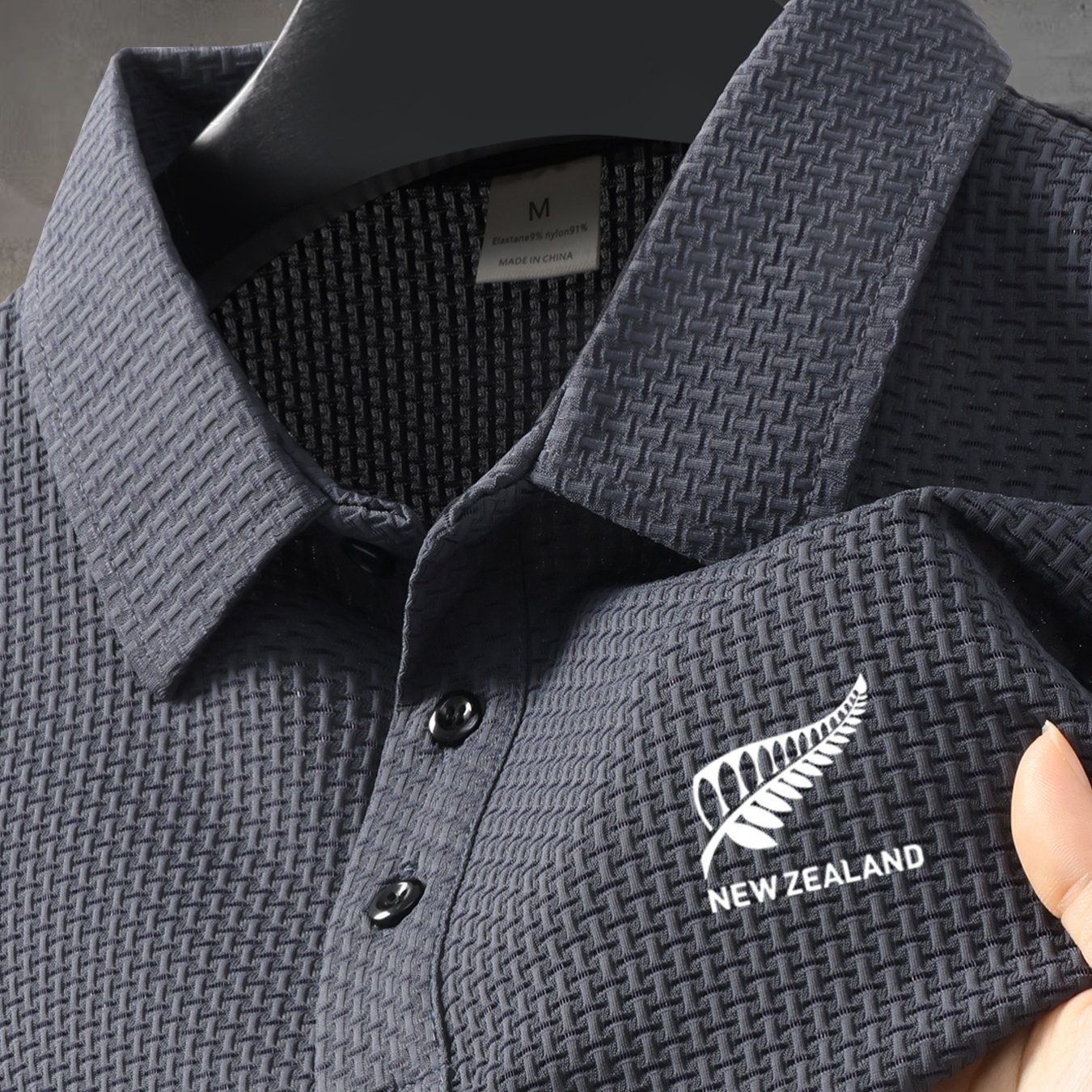 TEMU Back-to-school New Zealand Pattern Plus Size Men's Outdoor Golf & Equestrian Casual Shirt With Textured Short Sleeves, Mature Men's Business