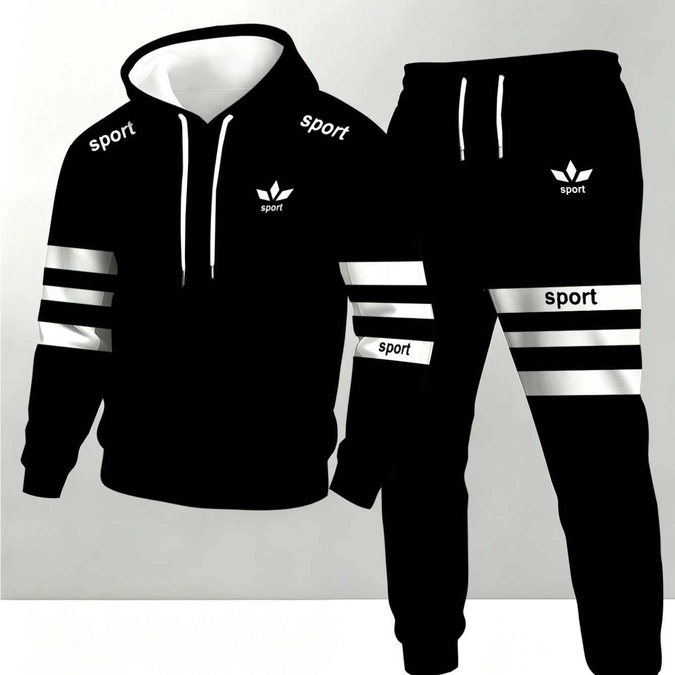 TEMU Printed Design - Not Textured Men's Geometric Color-block Sweatshirt Set, In Multiple Color Combinations From. Versatile Street-style Functional