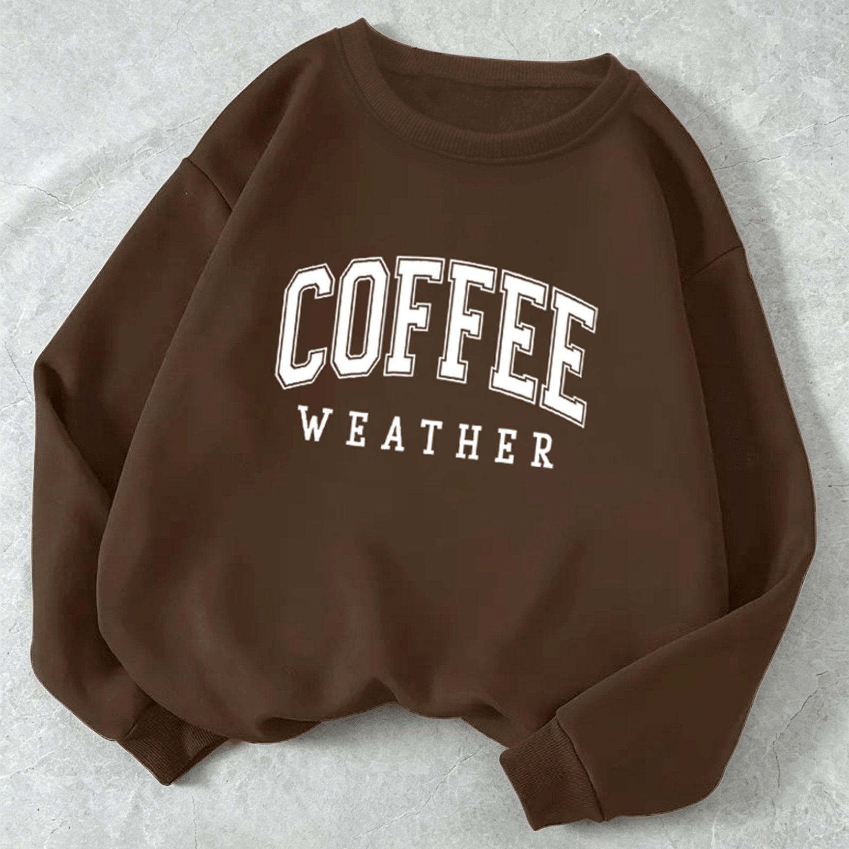 TEMU Women's Sweatshirt With A Fashionable Round Neck Featuring Pattern 'coffee' In A Printed Design, Long-sleeved