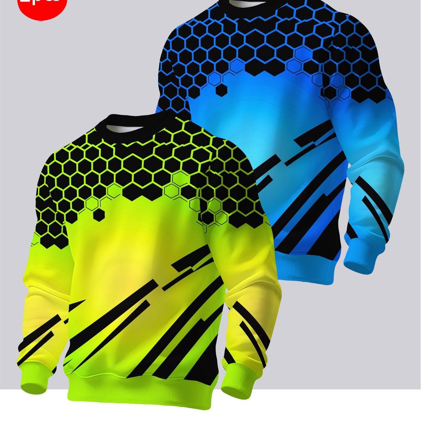 TEMU 2pcs Men's Crew Neck Sweatshirt - Casual Printed Top, Outdoor Leisure Crew Neck Sweatshirt, Basic Versatile Style With Print
