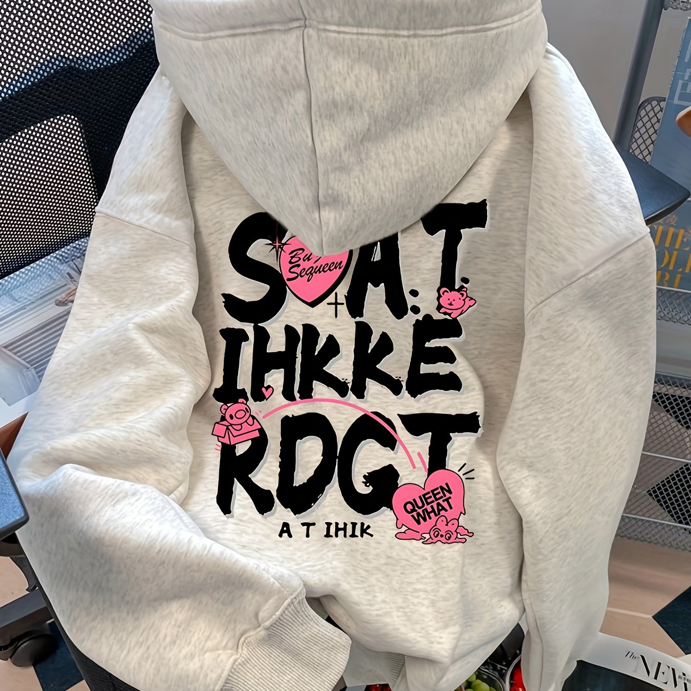 TEMU D92 - Sweat à capuche dessin pour femme, attire , mode automne/hiver, haut décontracté de style -âge - DXL780