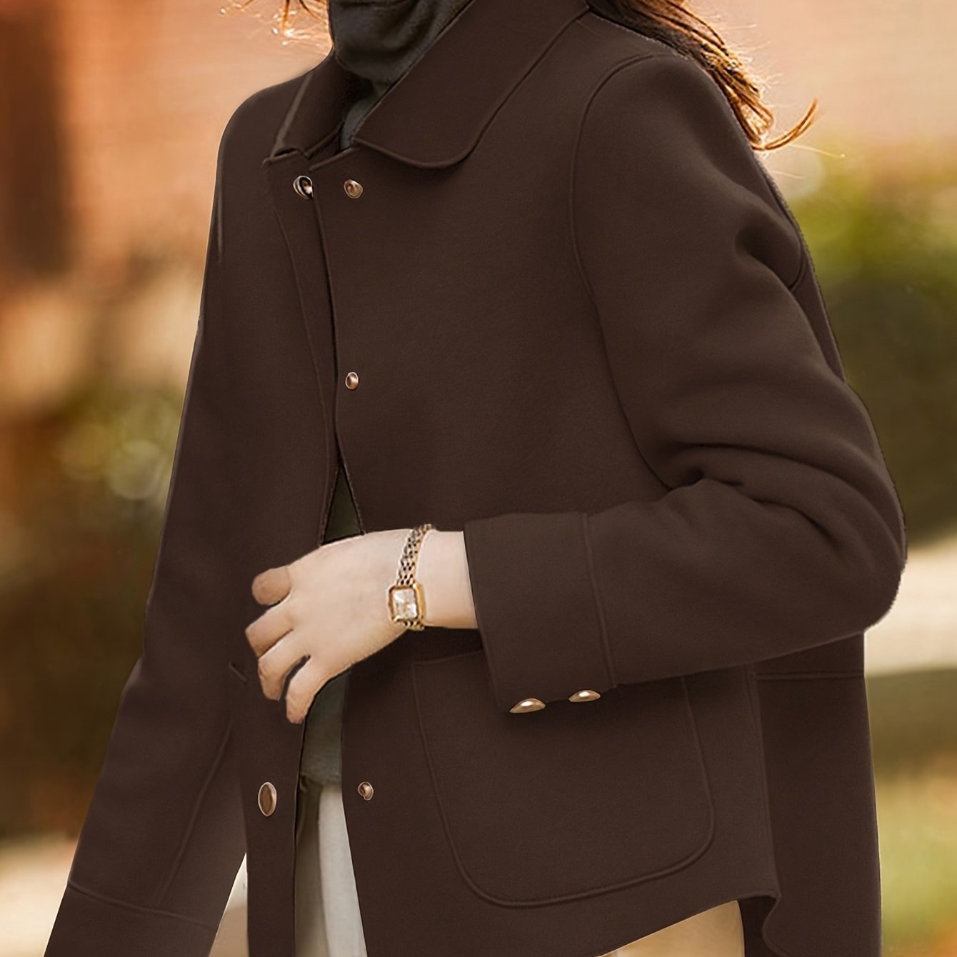 Image of Women's Elegant Lapel Collar Single-breasted Blazer - H-silhouette Coat, Long Sleeve Button-front Jacket For Office, Professional, Formal Events, Formal Event Attire | Classic Blazer Style |
