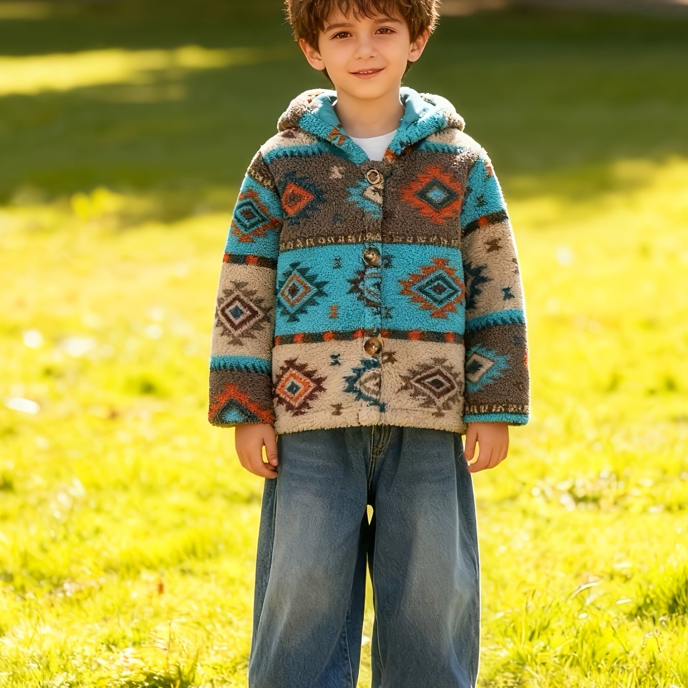 TEMU Boys' Plaid Print, Casual Thickened -lined Hooded Jacket, Suitable For Autumn And Winter , Stylish And Versatile For Daily Wear