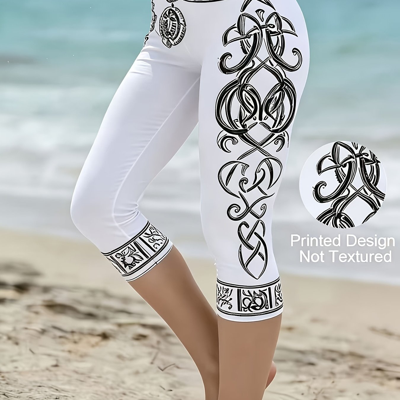 2d Printed Viking Ethnic Women's Casual Outdoor Fitted Base Layer Capri Pants