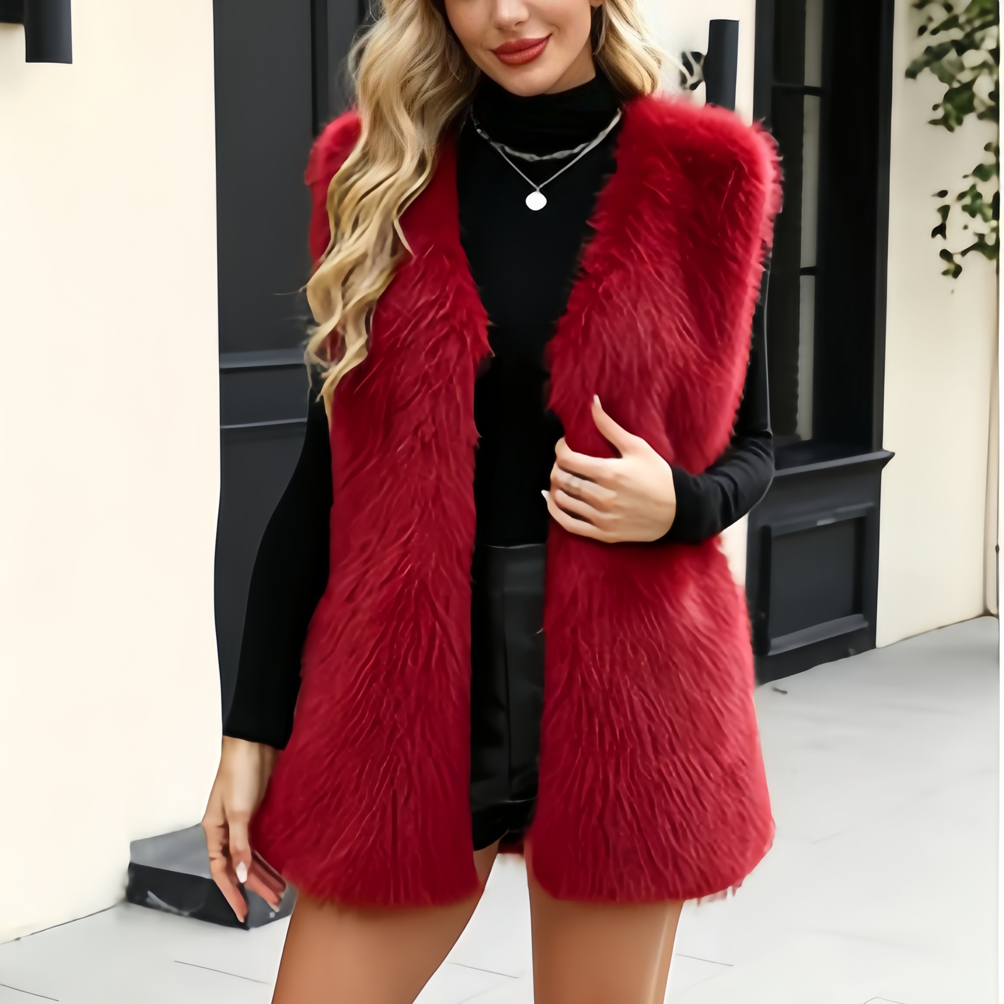 TEMU Western Vest Women's Furry Vest Light Luxury Trendy Fall Winter Coat