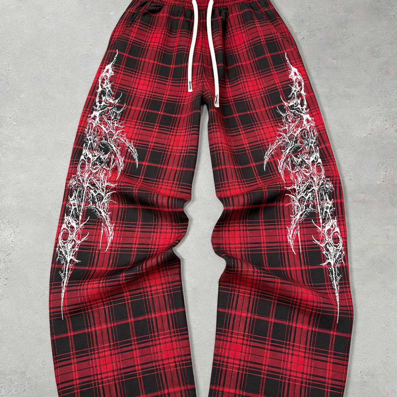 TEMU Trousers For Men High Quality | Men's Plaid Trousers With Dark Print In Streetwear Style