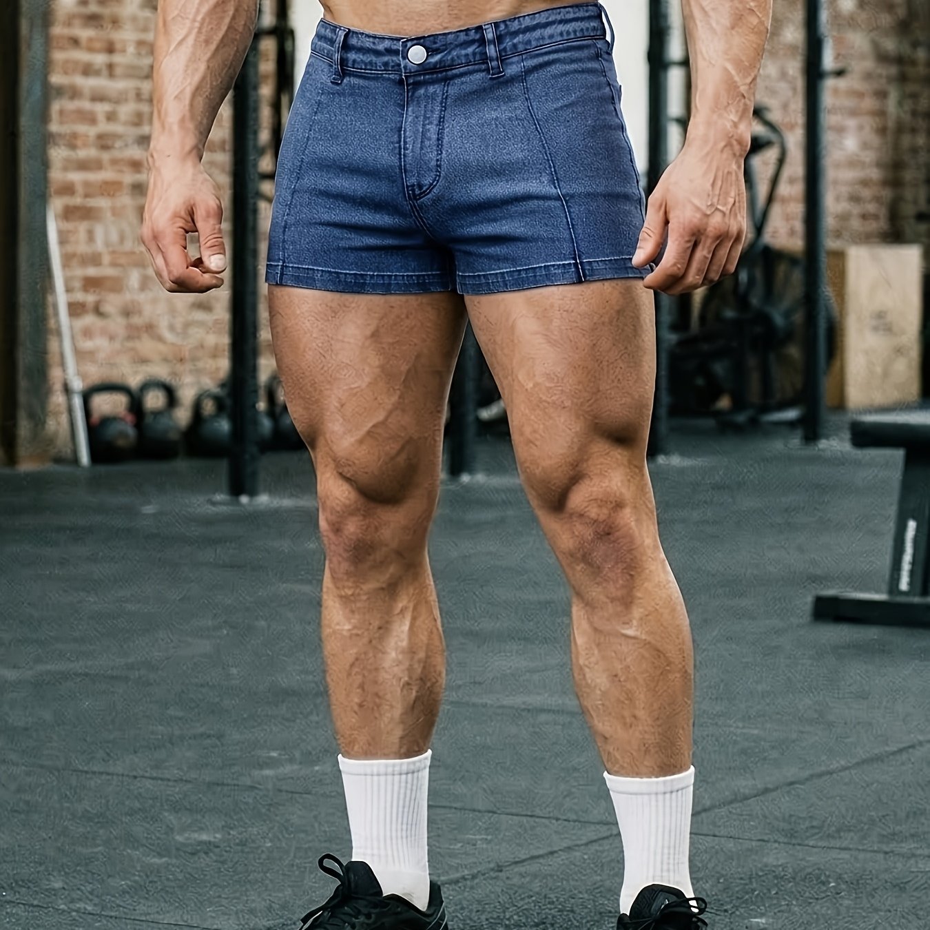 Image of Men's New Summer Denim Shorts, Slim Fit Stretch Mid-waist Hot Pants, Casual Fashion 3-inch Shorts For Summer