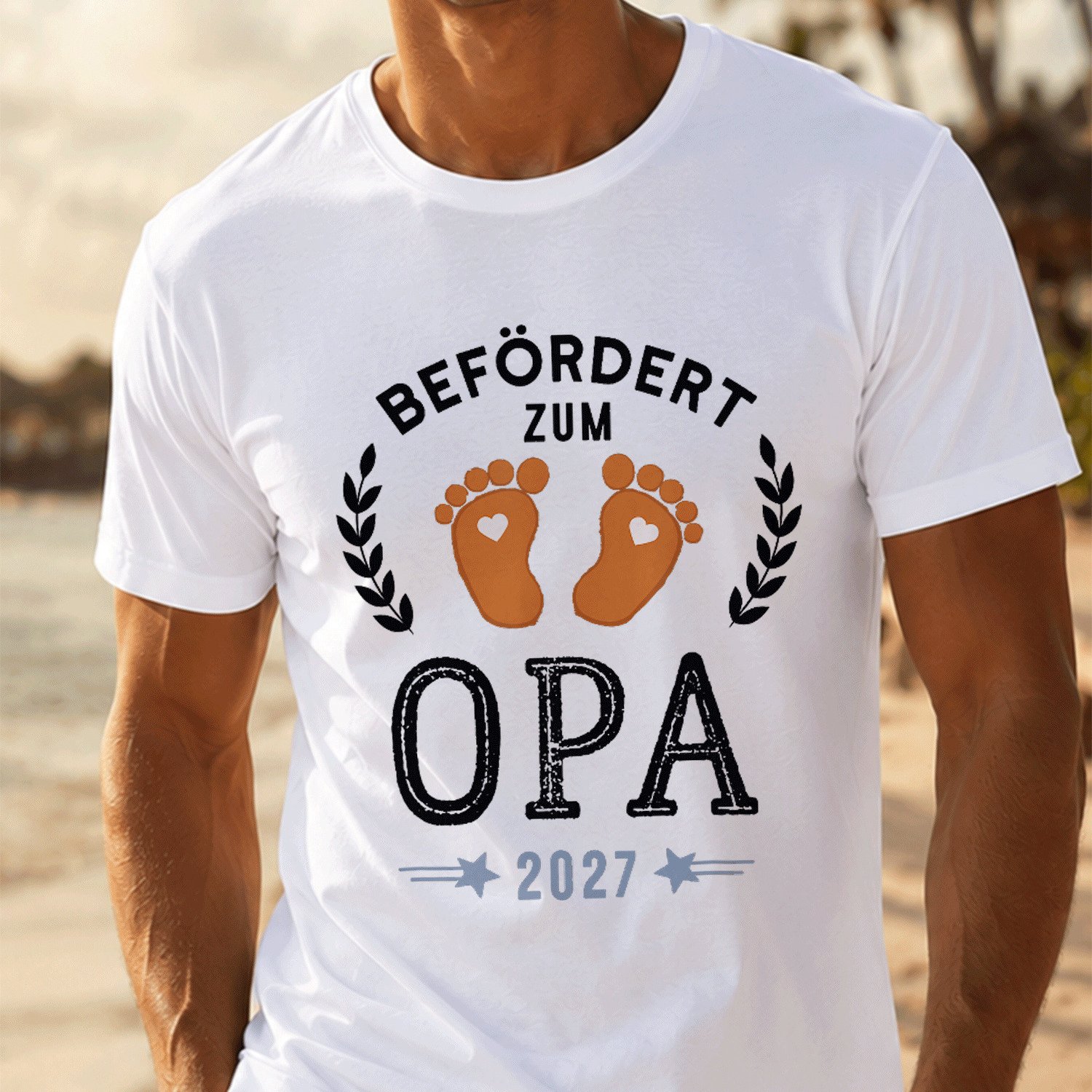 Befordert Zum Opa 2027 Werdender Grossvater T-shirt For Men Summer Casual T-shirt- Lightweight Tee For Seaside Vacation, Beach Resort