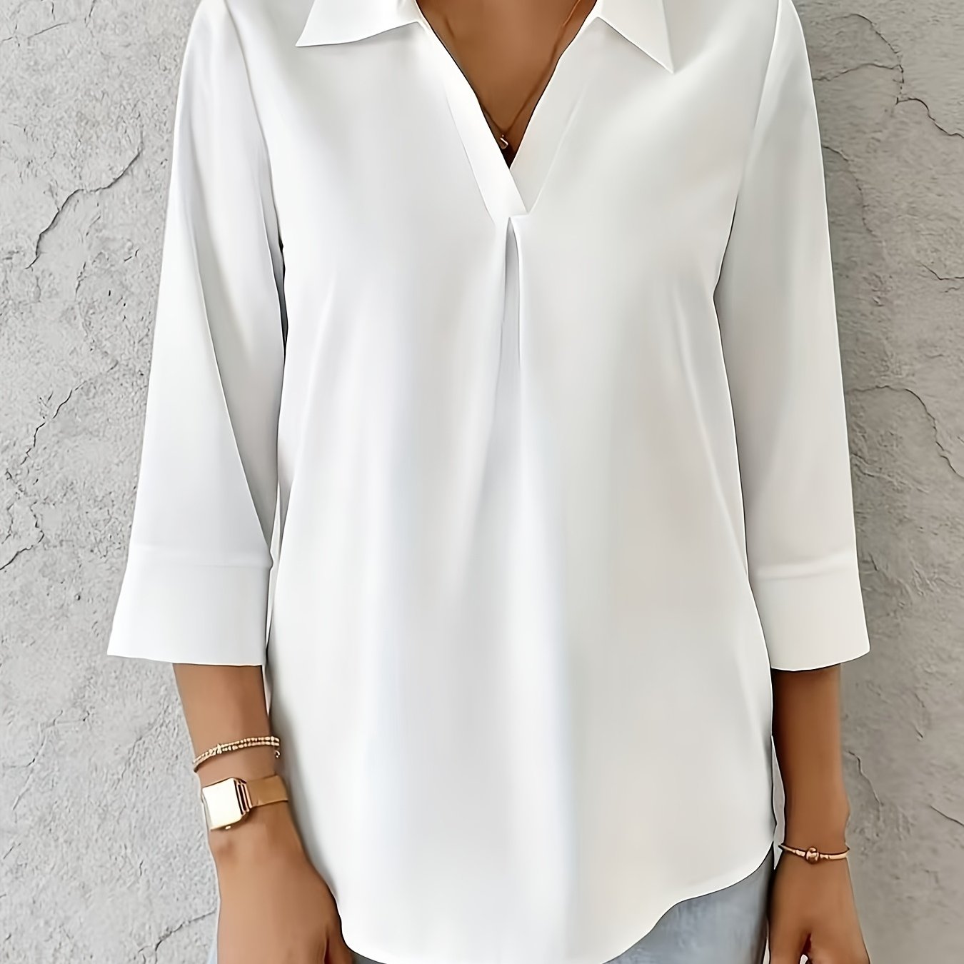 Image of Plus Size, Plus Size Solid Color Shirt, Comfortable Clothing, Everyday Shirt, Fashion, Minimalist Look, Nonstretch Fabric, Machine Washable, , Essential Top, Casual Wardrobe, Curvy Women