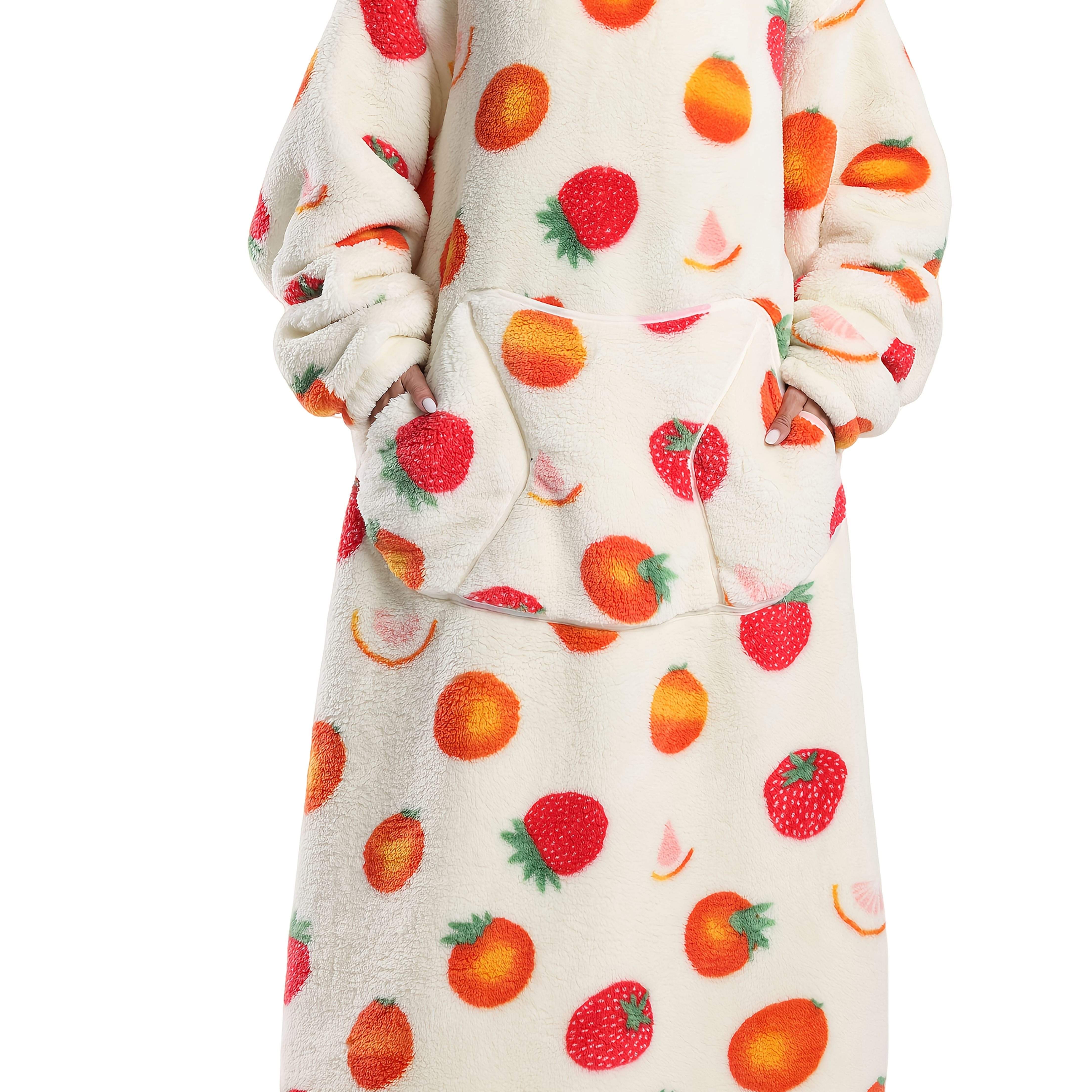 Image of 1pc Extra Long Hooded Sweatshirt Blanket- Soft And Warm, Oversized Animal Print Design With Pockets, Suitable For Adults, Ideal Birthday Gift For Women And Men, Hoodie Blanket, Comfortable Clothing