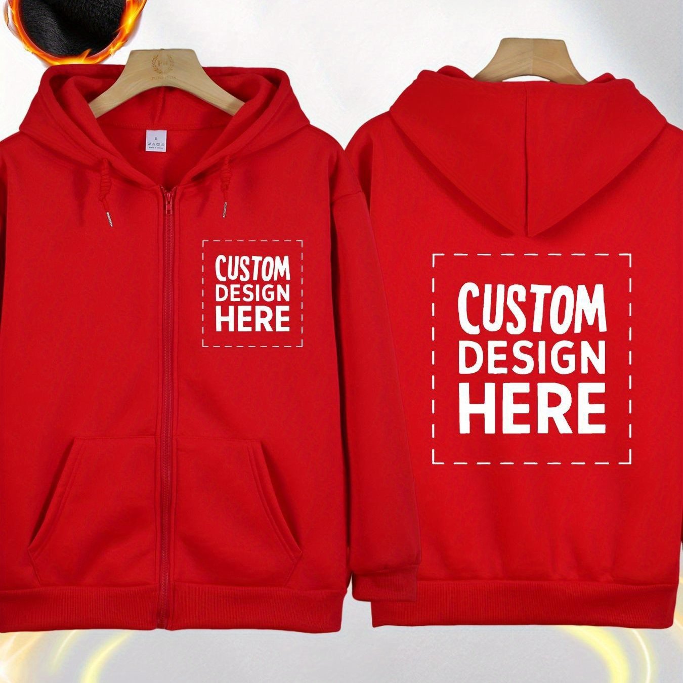 TEMU Hooded Zipper Jacket, Customizable For Private Individuals, Restaurants, And Employee Teams, Personalize With Your Photos, Micro-stretch, Team
