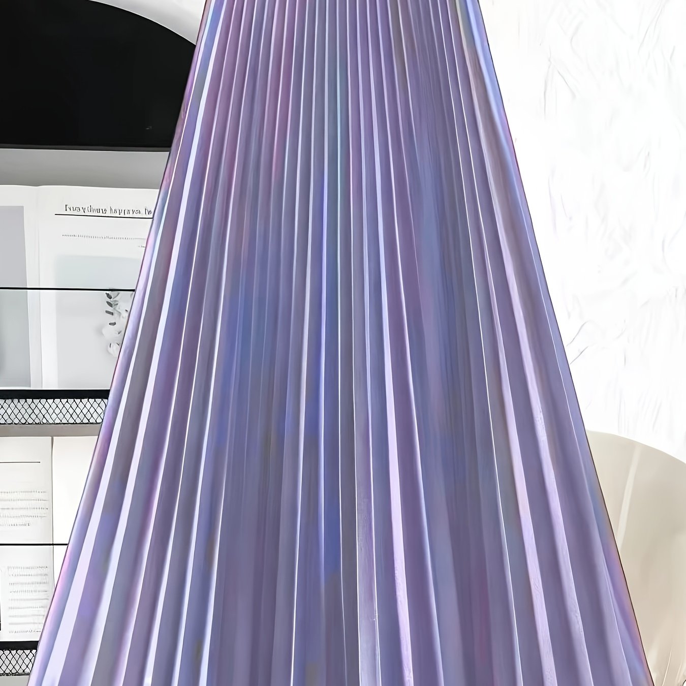 TEMU Elegant Women's Pleated Skirt, Non-stretch Machine Washable Solid Color Versatile Casual Formal Style, Vertical Design