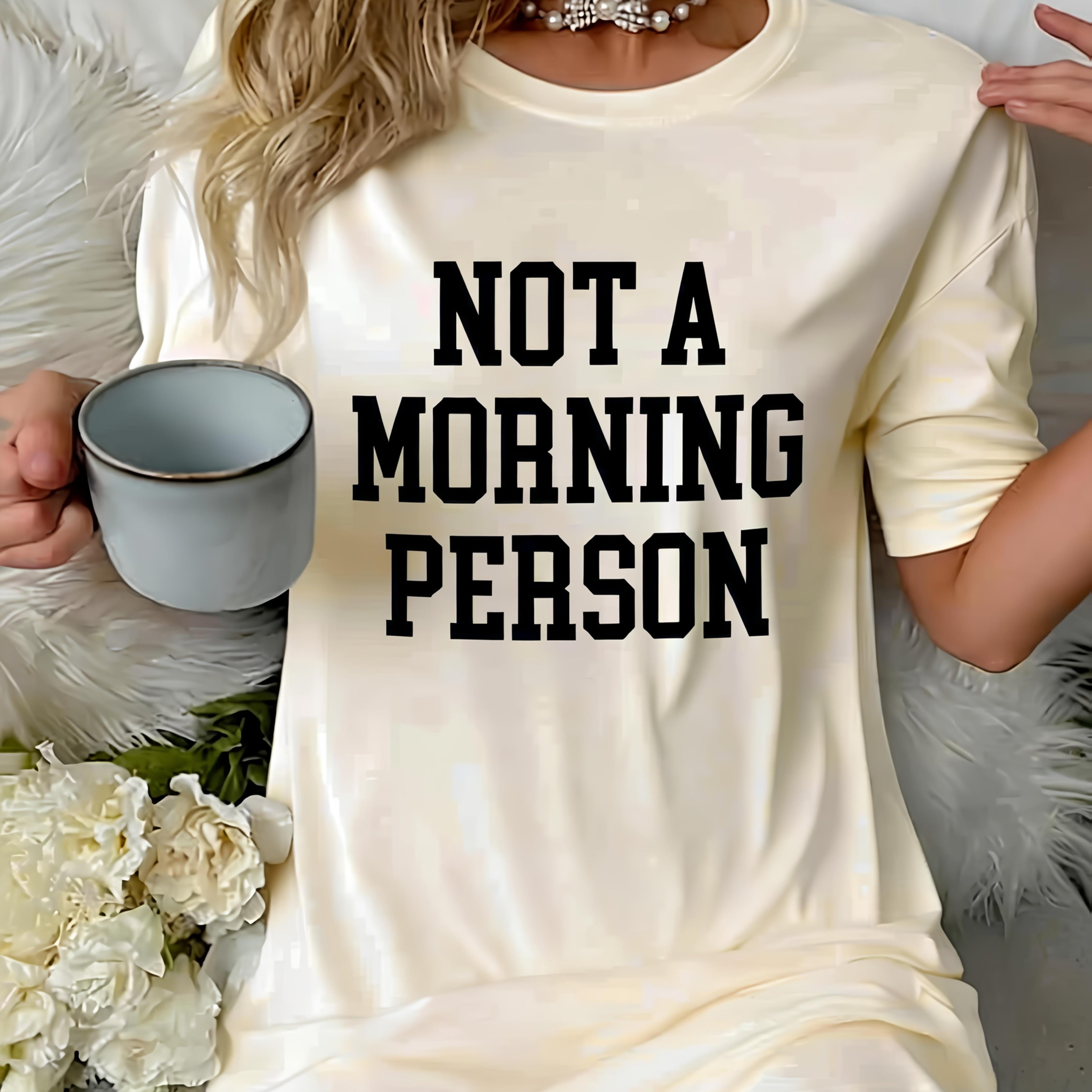 TEMU Not An Slogan Printed Comfortable Women's Short Sleeve Round Neck T-shirt Pajamas- Casual Pajamas, Machine Washable Polyester Blend