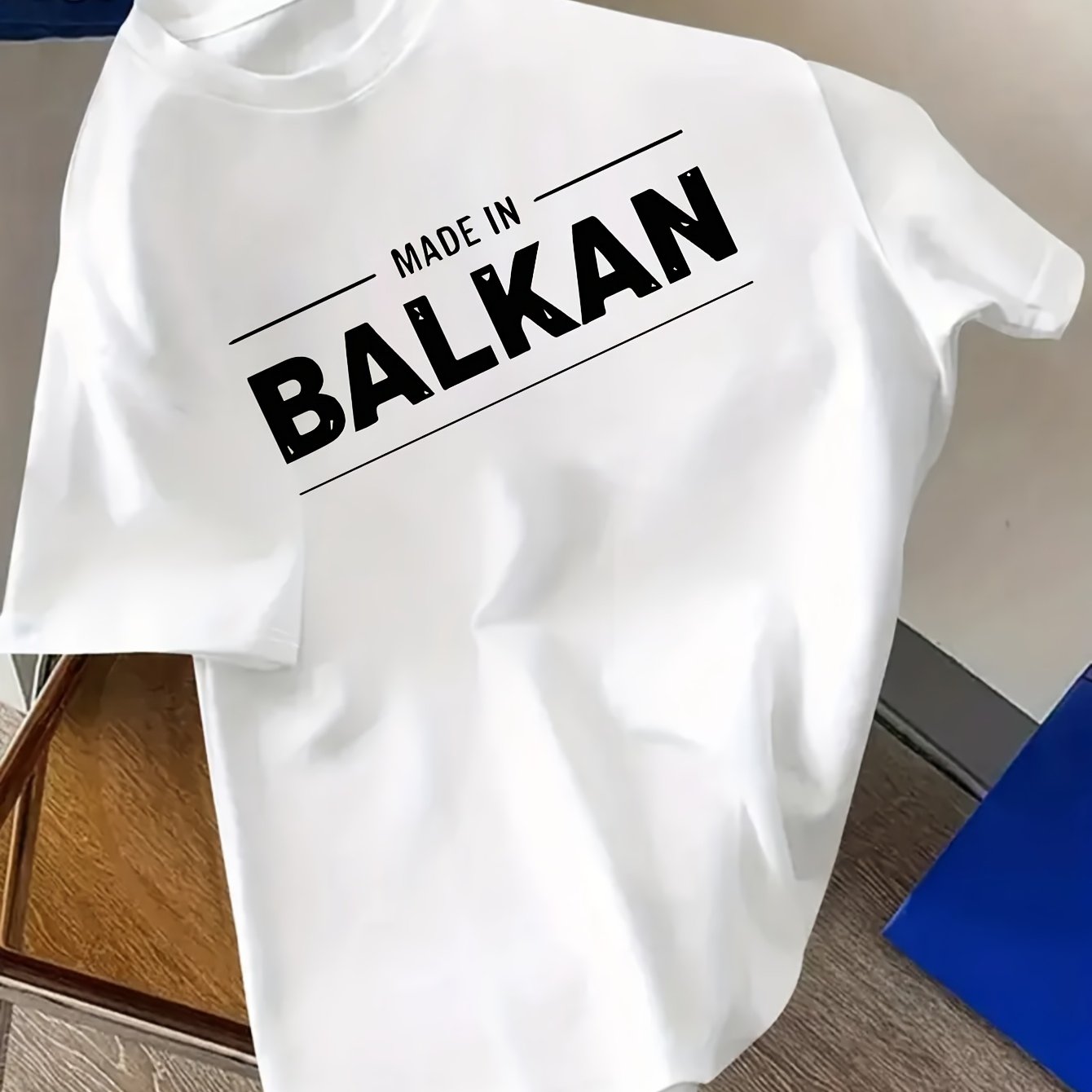 Image of Made In Men's Retro -themed T-shirt - Crew Neck Short Sleeve Casual Streetwear With Letter Print, Machine Washable Summer Top Suitable For Casual Wear, Outdoor & Apparel Gift For Everyday Outfits