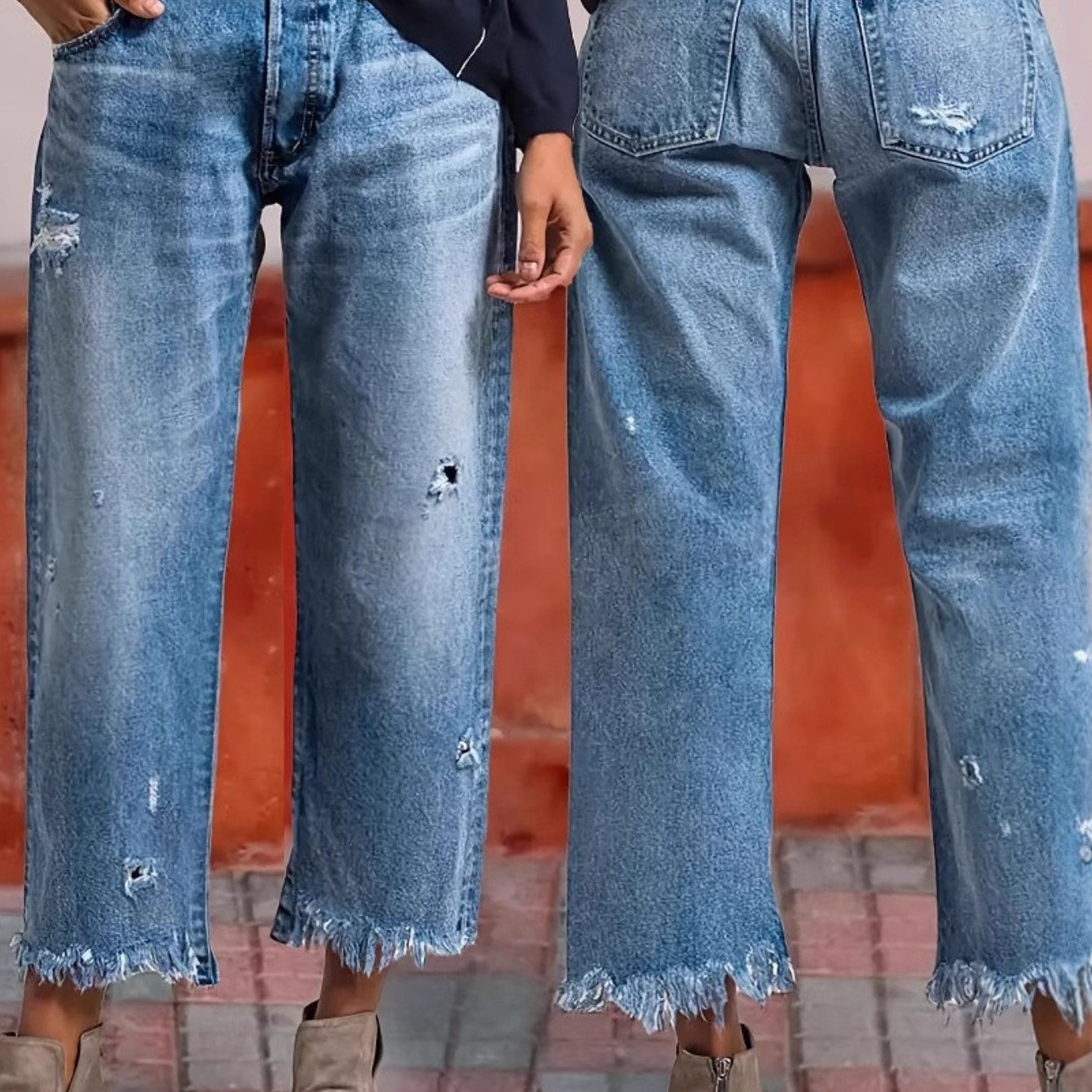 TEMU Autumn New Women's Casual Slim All-match Jeans Tassel Trouser Legs