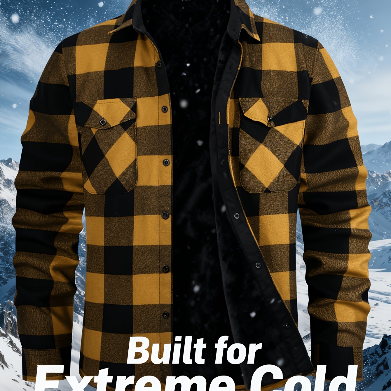 TEMU Autumn/winter Flannel Shirt For Men, -lined, Thickened, Warm, Long-sleeve Workwear Jacket, Casual Top, New Season, Graphic Print, Slim Fit, , ,