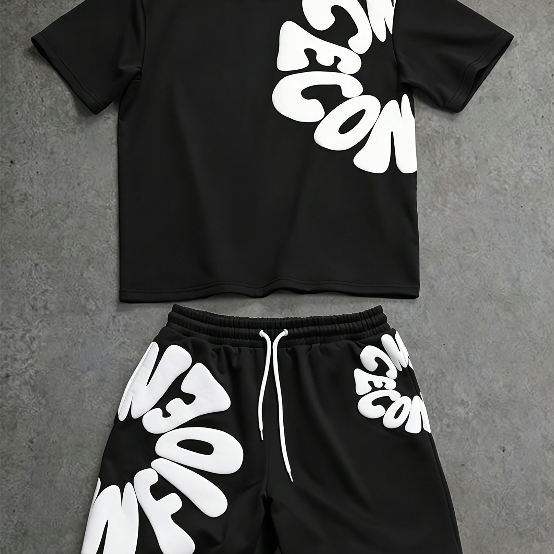 TEMU Conjunto de 2 piezas para hombre, y de playa, con estampado floral, camiseta de cuello y pantalones cortos