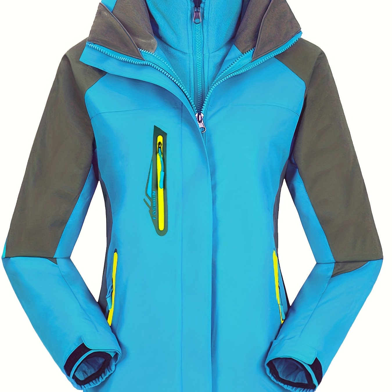 Plain Fleece Liner Sporty Hooded Jacket, Long Sleeves With Zipper Pocket  Windproof Warm Coat, Women's Activewear