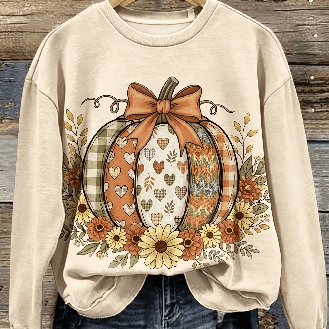 TEMU Women's Lightweight Sweatshirt, Women's Sweatshirt With Creative Pattern Print, Machine Washable, Comfortable For Autumn And Winter, Interesting