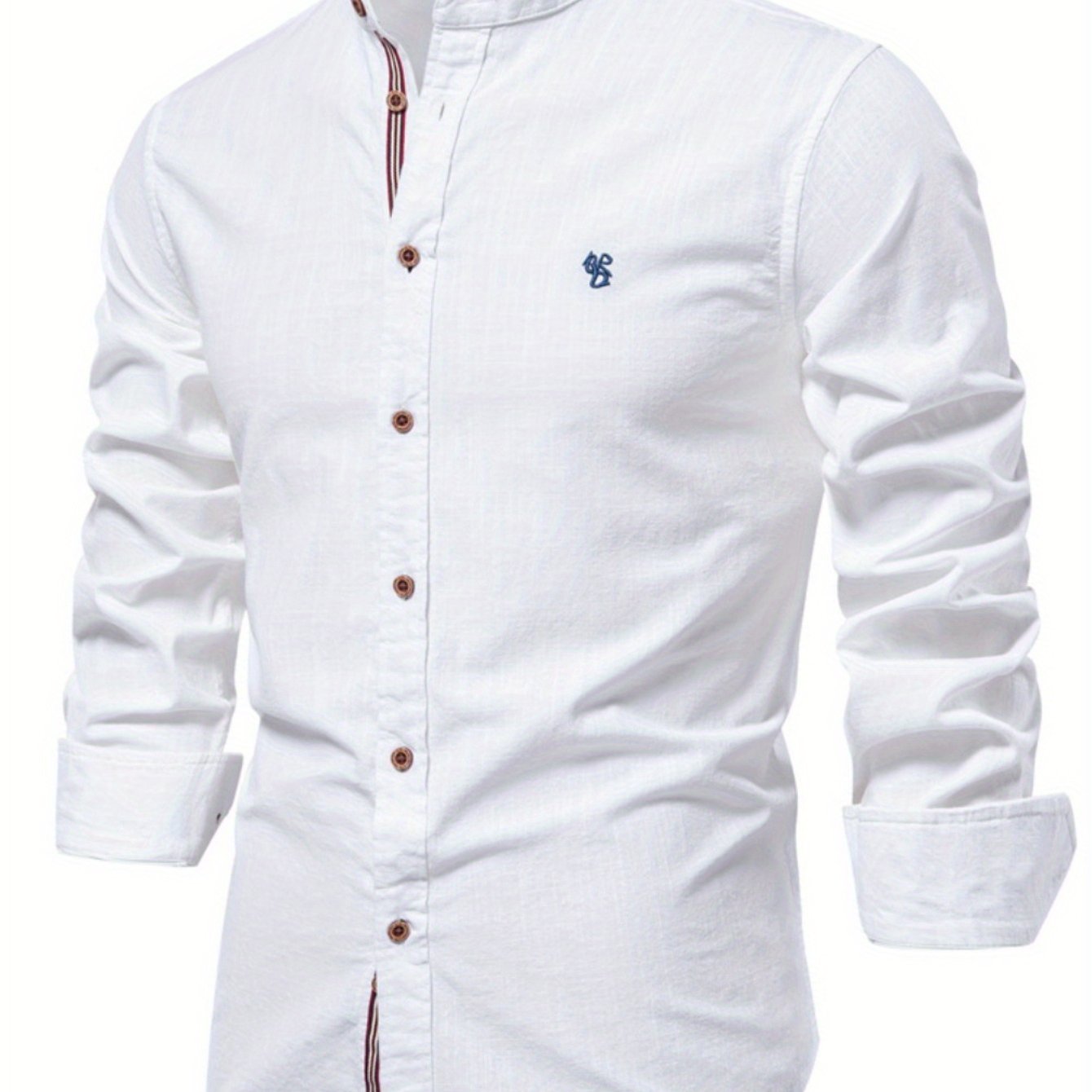 TEMU 2025 's 100% Cotton Long Sleeve Shirt - Solid Color With Geometric Pattern, Regular Fit Button-up, Soft Breathable Fabric For Spring/fall Daily