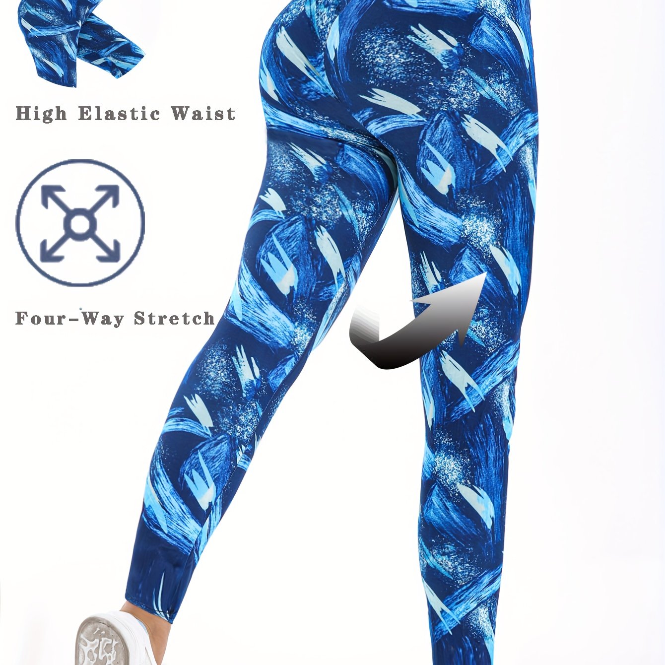 E-shop Fitness-Yogahose für Damen im europäischen amerikanischen Stil, Freizeit-Sport-Lauf-Leggings, Unterzieh-Tights mit zufälligem Muster hoher