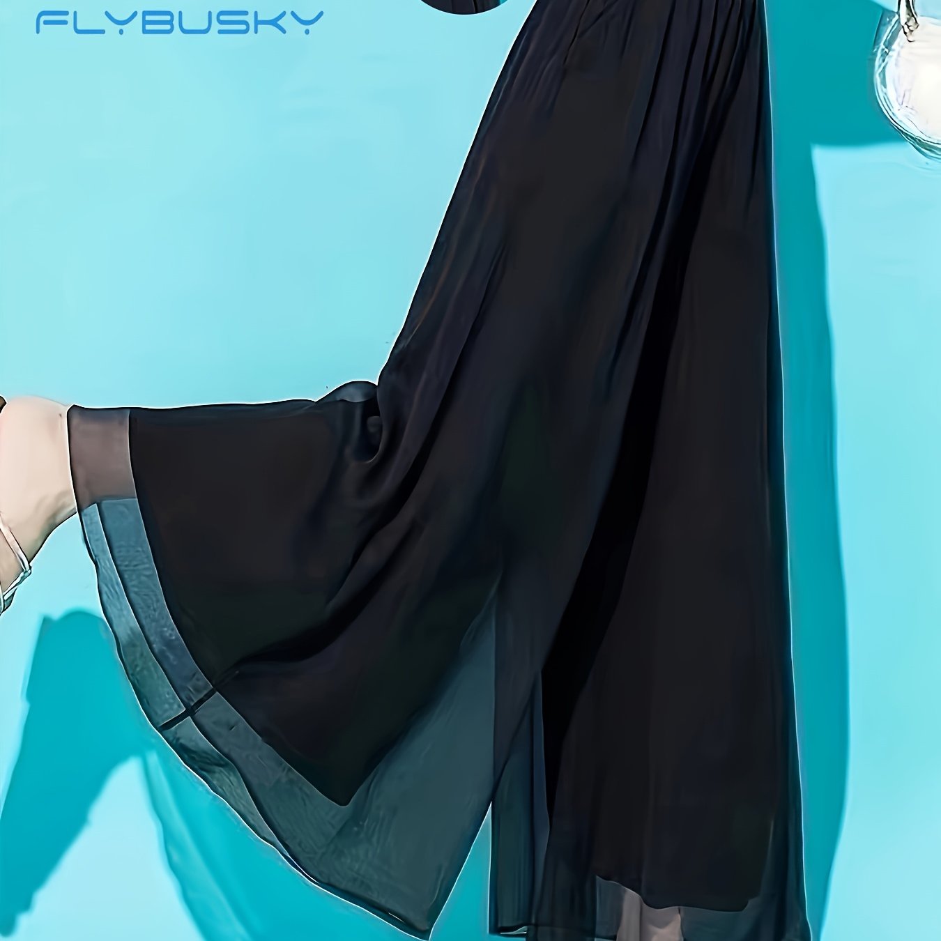Image of Flybusky Pocket Chiffon Wide-leg Pants Women's Trousers Spring Summer Thin Elastic High-waist Drapey Double-layer Wide-leg Pants Loose Casual Trousers Skirt Women's Clothing