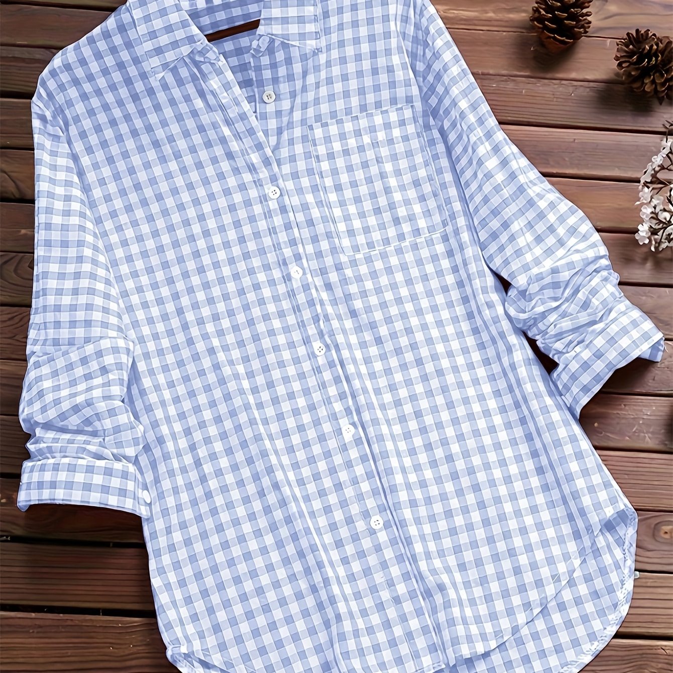 Women's Autumn Casual Vintage Long Sleeve Checkered Striped Shirt