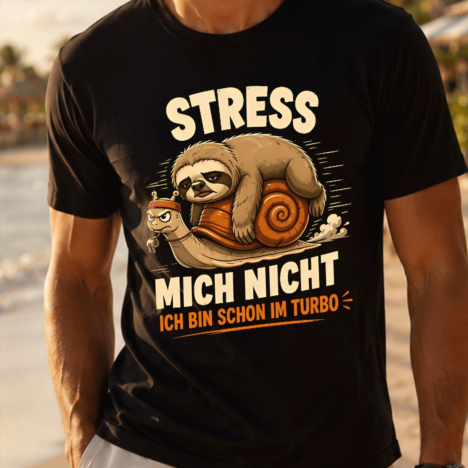 Image of Faultier Nicht Hetzen Lustiger Humor Spruch Sarkasmus (2) For Men Summer Casual T-shirt- Lightweight Tee For Seaside Vacation, Beach Resort