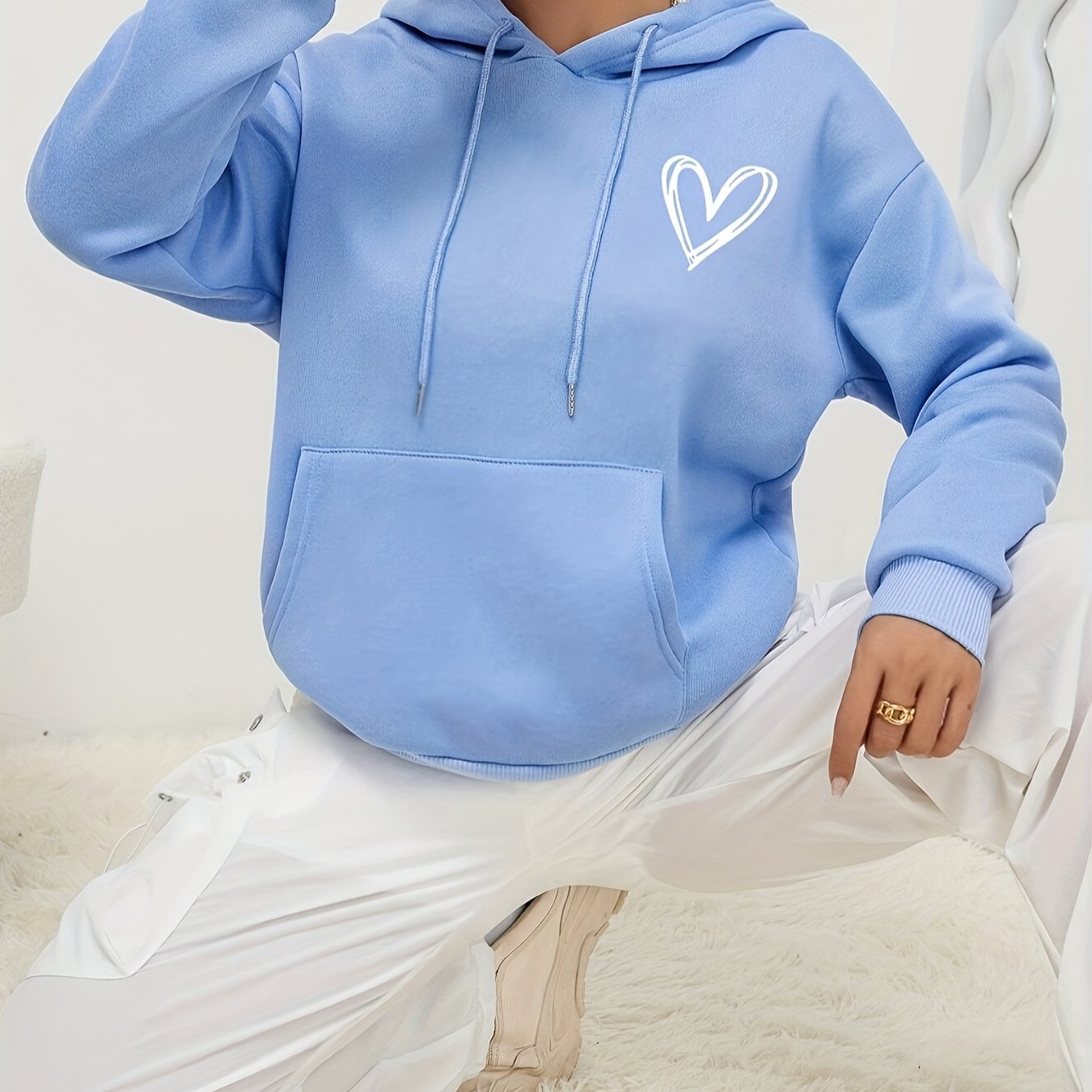 Graphic Print Hoodie, Drawstring Casual Hooded Sweatshirt For Winter And Fall, Women's Clothing