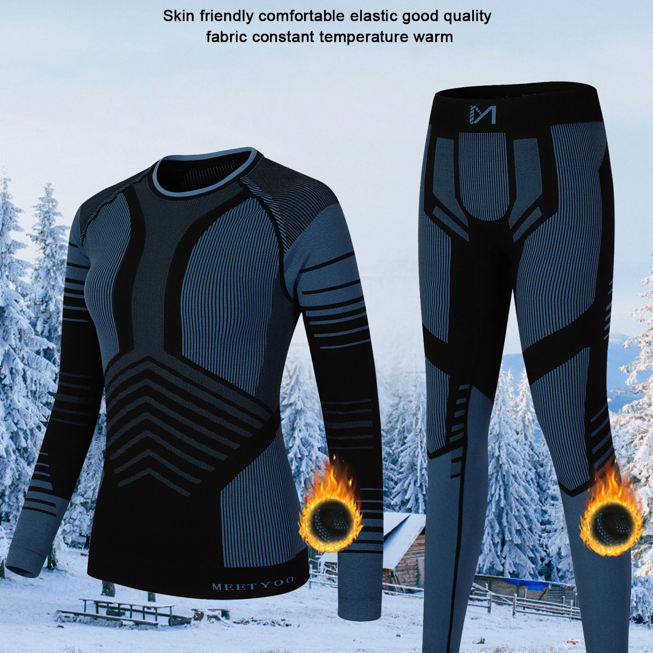 2pcs/ 1 Set Women's Thermal Underwear Set, 62%, 30% Nylon, 8% Elastane, Seamless, Warm And Breathable, Includes Long-sleeve Top And Long Pants For Outdoor Sports, Skiing, Fitness, And Running