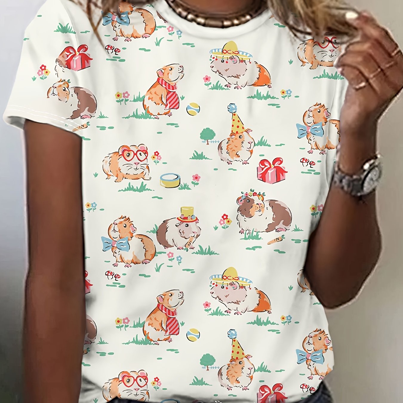Image of Women's Short Sleeve Round Neck T-shirt 3d Print Women's Apparel