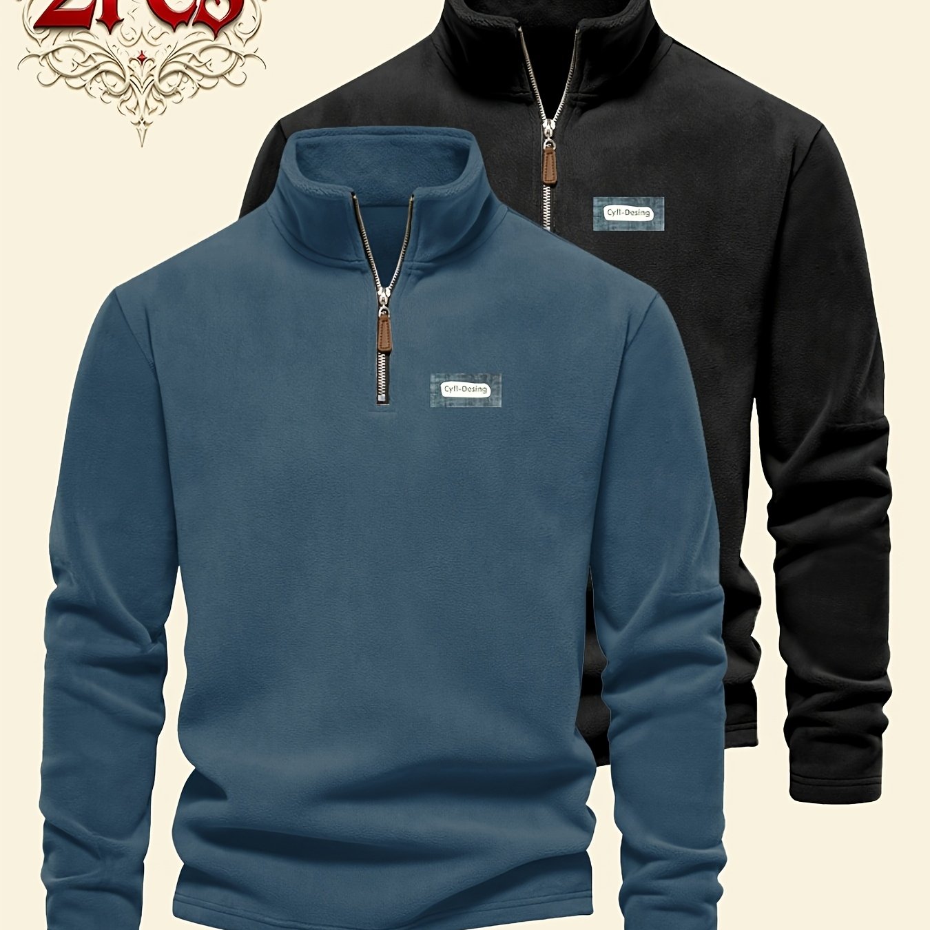 TEMU 2pcs Pullover Tops, Half-zip Design, Suitable For Inner And Outer Layers In Autumn And Winter