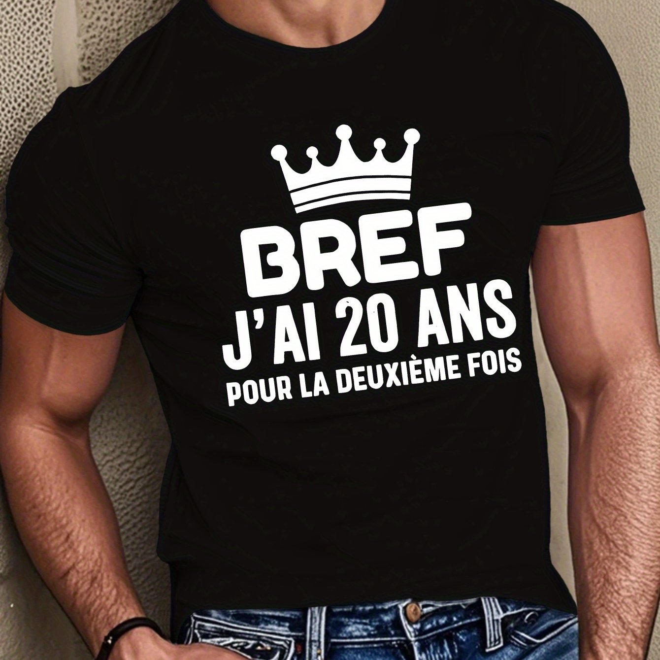 TEMU T-shirt à manches courtes pour hommes de 40 ans - Haut d'été français