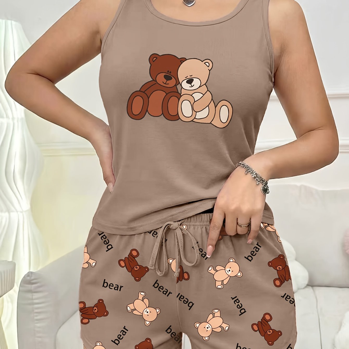 TEMU Women's Pajama Vest Bear Set