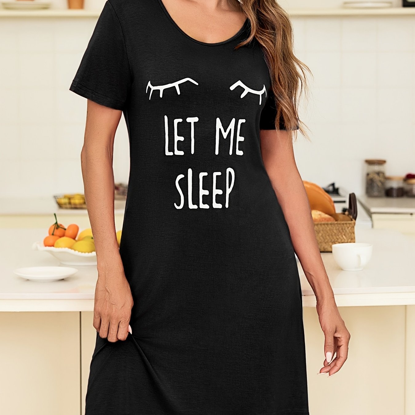 Image of Spring/summer New Products - Women's Round Neck Printed Short Sleeve Nightdress, Color Short Sleeve Nightdress, Comfortable And Soft Women's Home Nightdress, Ideal Gift For Women