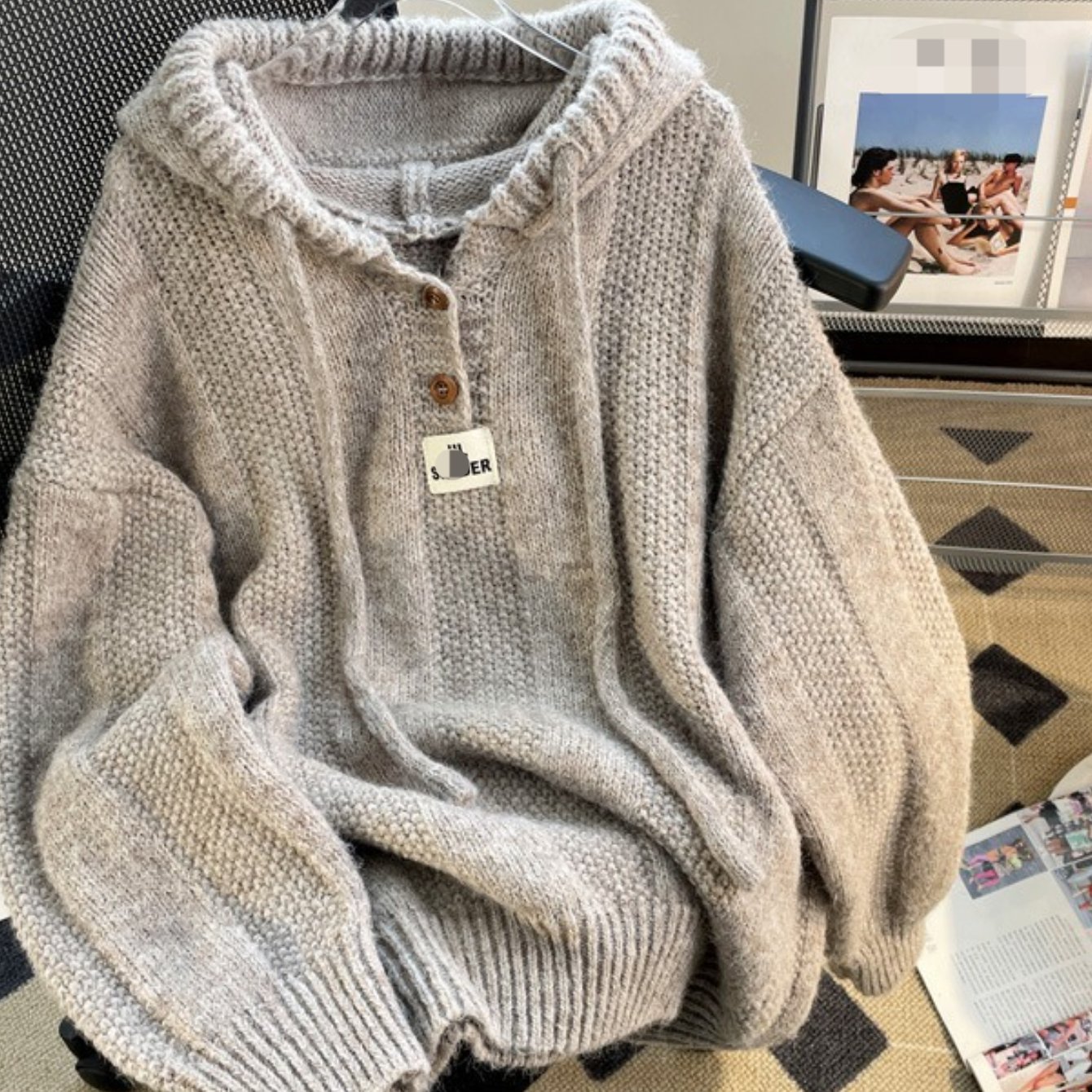 Autumn-winter Soft Atmosphere! Women's Korean-style Loose Lazy-style Hooded Sweater - Thickened Drawstring Sweatshirt, New Versatile Outer-wear. Warm & Comfortable, Casual Look, Suitable For Daily &