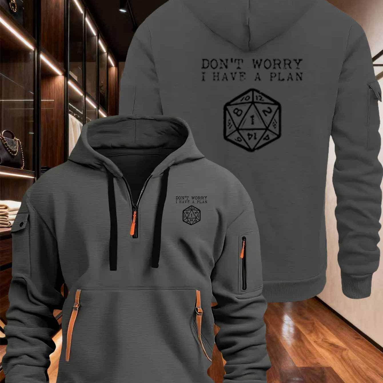 TEMU Men's Autumn Winter Zip Ribbon Hoodie Dnd Dice Print Loose Plus Size Casual Sports Jacket S-xxxl Game Theme Hooded Top Trendy Streetwear Long