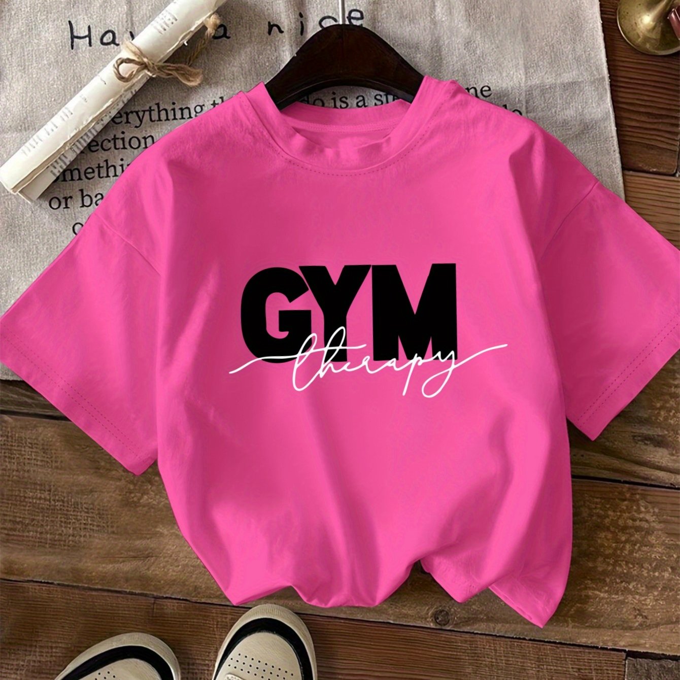 TEMU Camiseta con estampado de , manga corta y cuello , superior casual, ropa de mujer