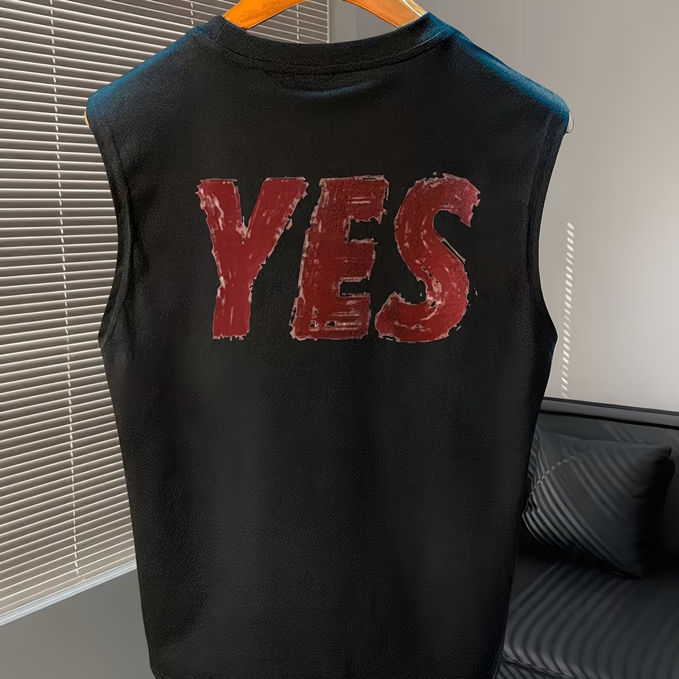 TEMU Casual Comfortable Men's Sleeveless Vest, Print T-shirt Top, Lightweight Polyester Fiber, Round Neck Design, Loose Fit, Ideal For Summer,