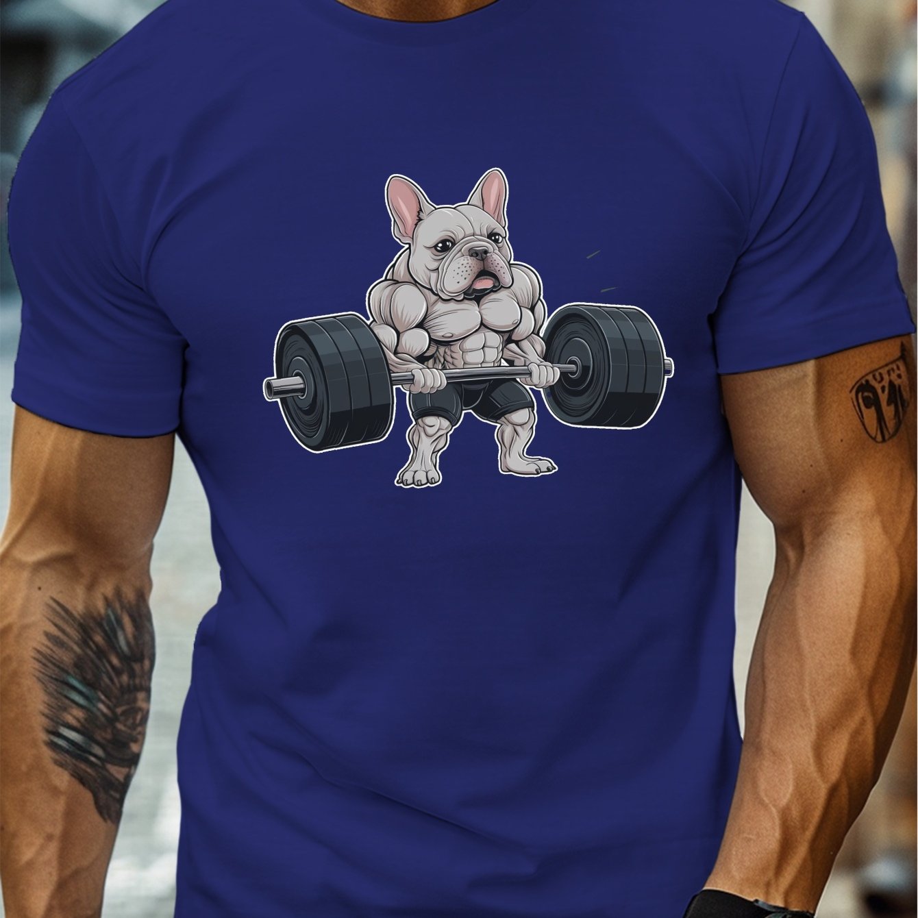 남성용 근육질 프렌치 불독 만화 티셔츠 캐주얼 크루 넥 반팔 여름용 가벼우면서 편안한 men's clothi - Temu  Republic of Korea, image size:1340x1340