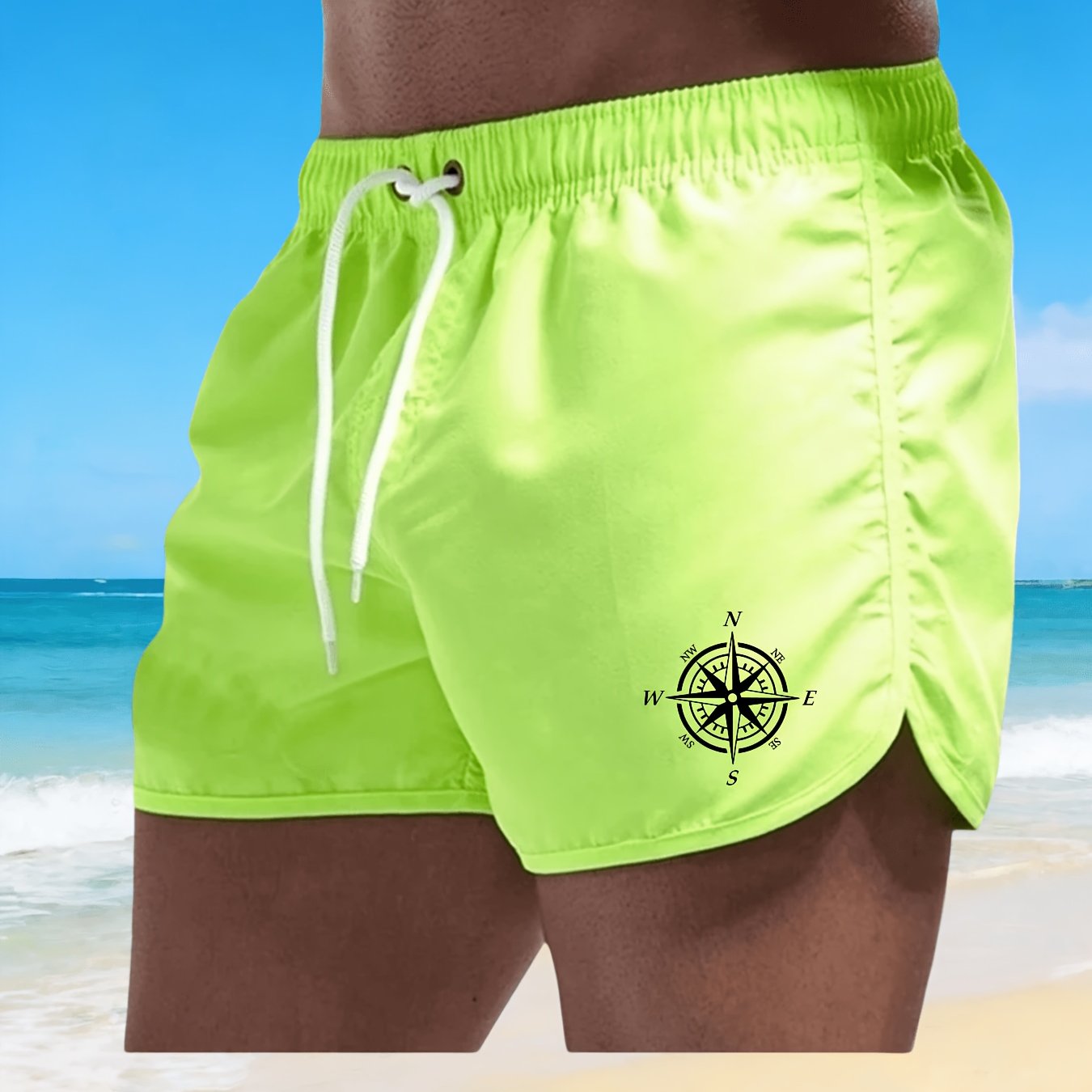 TEMU Short de plage homme avec logo tendance, maillot de bain d'été confortable et à séchage rapide