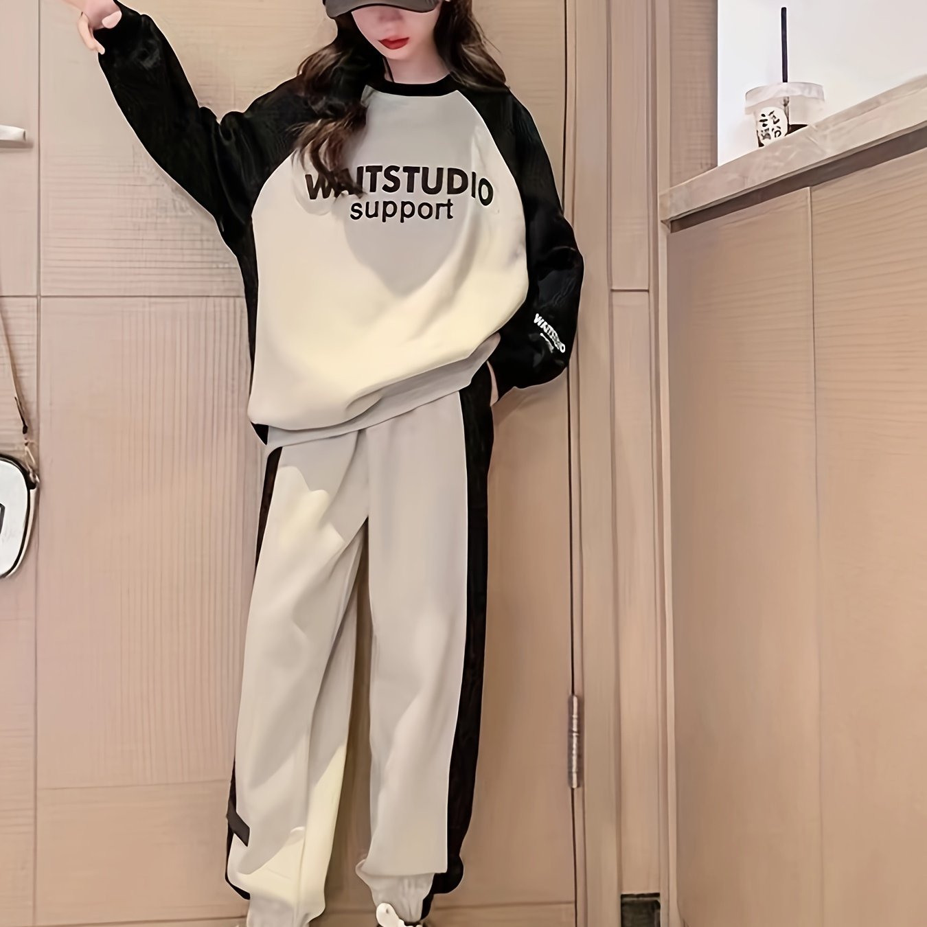 2pcs Suit Spring And Autumn Two-piece Casual Autumn Loose Sports Two-piece Suit, For Outdoor