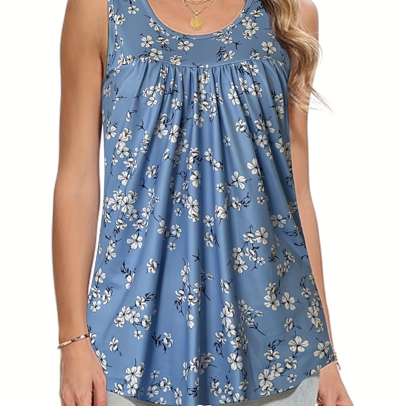 TEMU Haut élégant décontracté manches à col rond pour femme - Chemise ample à imprimé floral , lavable en machine, polyvalente pour toutes , style