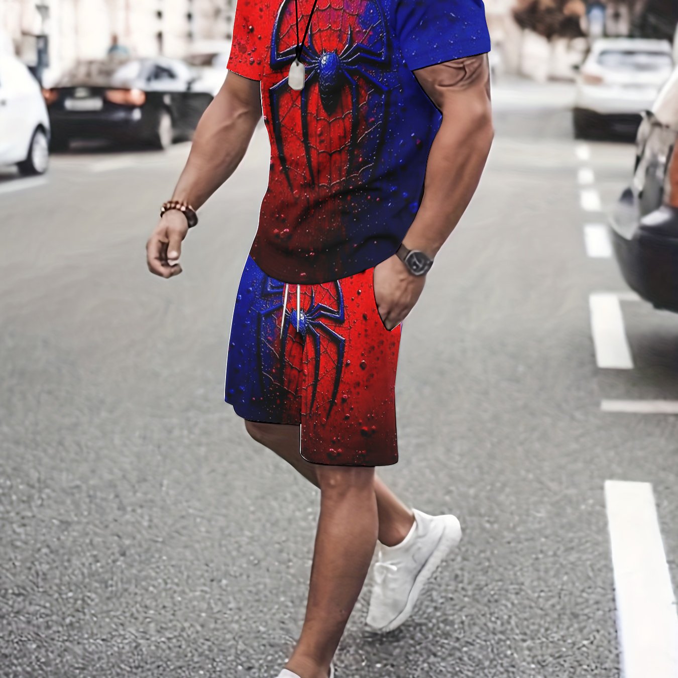 TEMU Trendy Men's Set: Short-sleeve T-shirt   Casual Shorts Two-piece Outfit, Slim-fit Summer Fashion Men'-piece Set