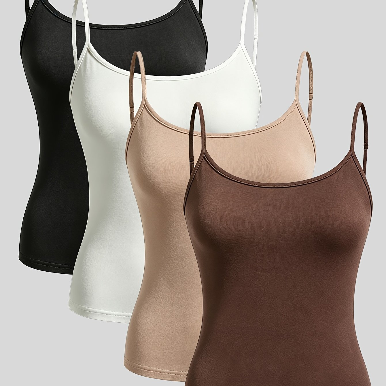 Summer Women' Solid Color Basic Versatile Adjustable Fashion Spaghetti Strap Tank Top